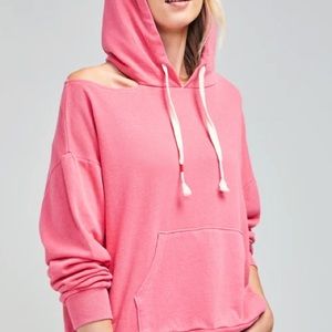 Wildfox Shady Lady Cold Shoulder Rose Sweatshirt Hoodie Pullover NWT